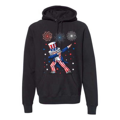 Dabbing Uncle Sam Fireworks 4th Of July Funny Dab Dance Premium Hoodie