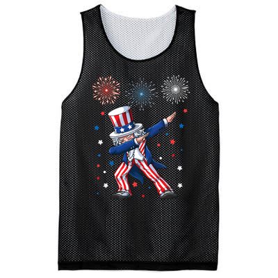 Dabbing Uncle Sam Fireworks 4th Of July Funny Dab Dance Mesh Reversible Basketball Jersey Tank