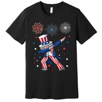 Dabbing Uncle Sam Fireworks 4th Of July Funny Dab Dance Premium T-Shirt