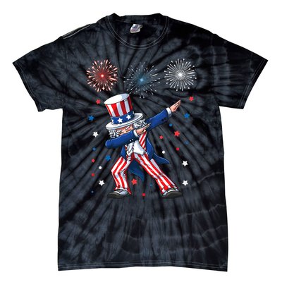 Dabbing Uncle Sam Fireworks 4th Of July Funny Dab Dance Tie-Dye T-Shirt