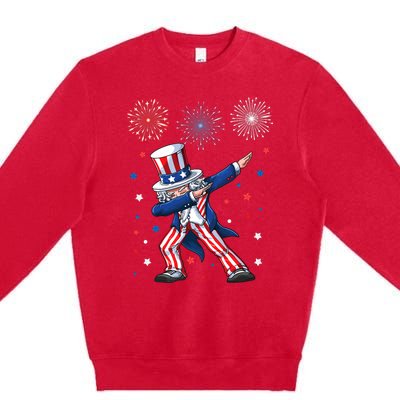 Dabbing Uncle Sam Fireworks 4th Of July Funny Dab Dance Premium Crewneck Sweatshirt