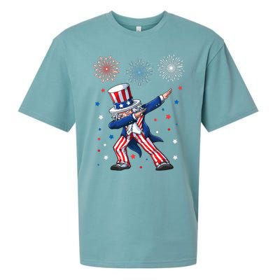 Dabbing Uncle Sam Fireworks 4th Of July Funny Dab Dance Sueded Cloud Jersey T-Shirt