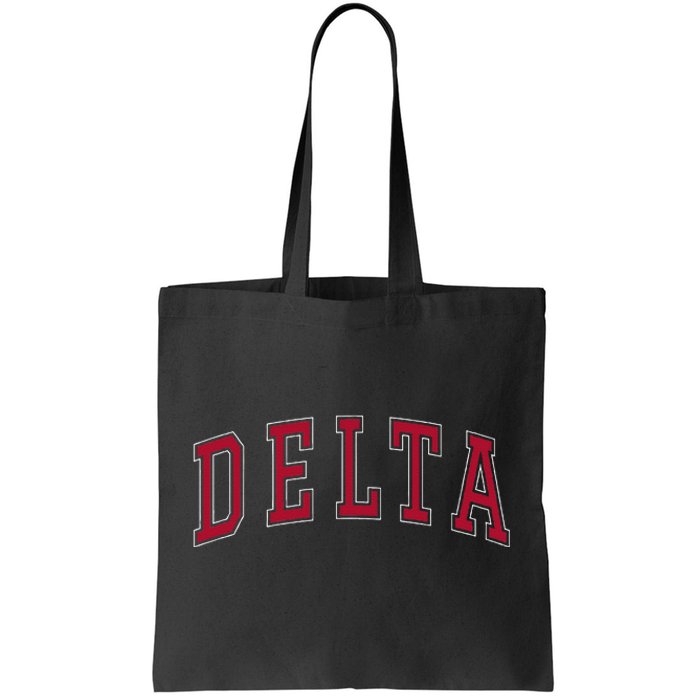 Delta Utah Souvenir College Style Red Text Tote Bag