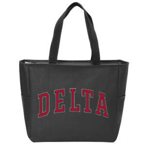 Delta Utah Souvenir College Style Red Text Zip Tote Bag