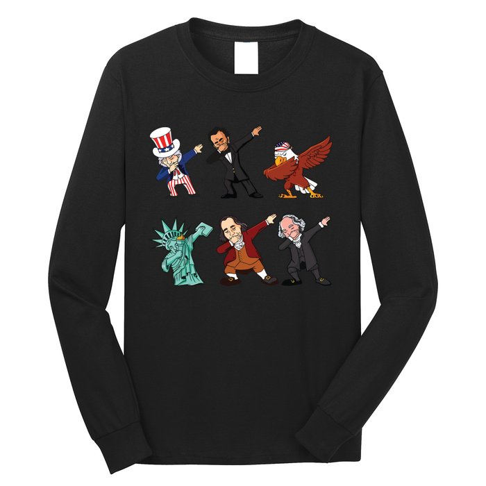 Dabbing Uncle Sam And Friends 4th Of July Long Sleeve Shirt