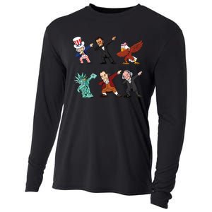 Dabbing Uncle Sam And Friends 4th Of July Cooling Performance Long Sleeve Crew