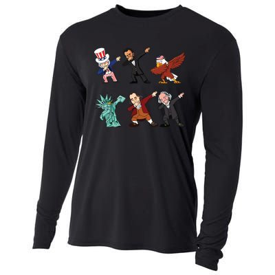 Dabbing Uncle Sam And Friends 4th Of July Cooling Performance Long Sleeve Crew