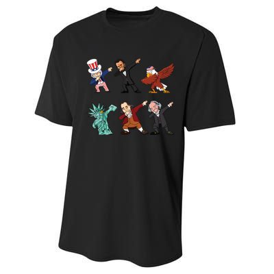 Dabbing Uncle Sam And Friends 4th Of July Performance Sprint T-Shirt