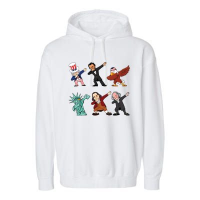 Dabbing Uncle Sam And Friends 4th Of July Garment-Dyed Fleece Hoodie