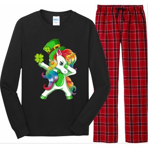 Dabbing Unicorn St Patricks Day Irish Shamrock Lepricorn Long Sleeve Pajama Set