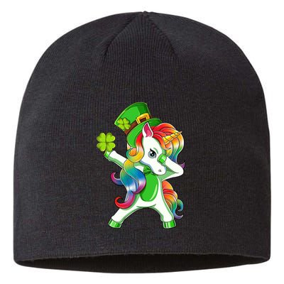 Dabbing Unicorn St Patricks Day Irish Shamrock Lepricorn Sustainable Beanie