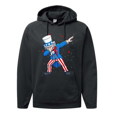 Dabbing Uncle Sam 4th of July Performance Fleece Hoodie