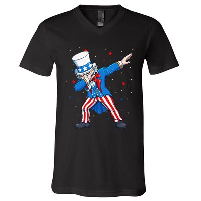 Dabbing Uncle Sam 4th of July V-Neck T-Shirt