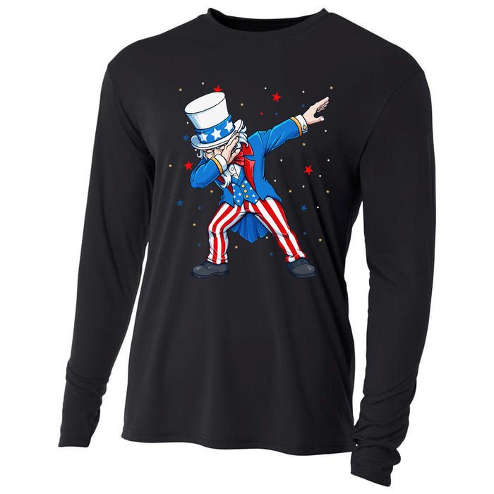 Dabbing Uncle Sam 4th of July Cooling Performance Long Sleeve Crew