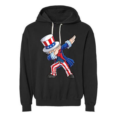 Dabbing Uncle Sam 4th Of July American Flag Garment-Dyed Fleece Hoodie