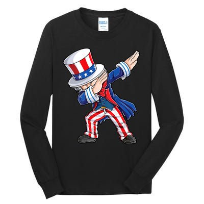 Dabbing Uncle Sam 4th Of July American Flag Tall Long Sleeve T-Shirt