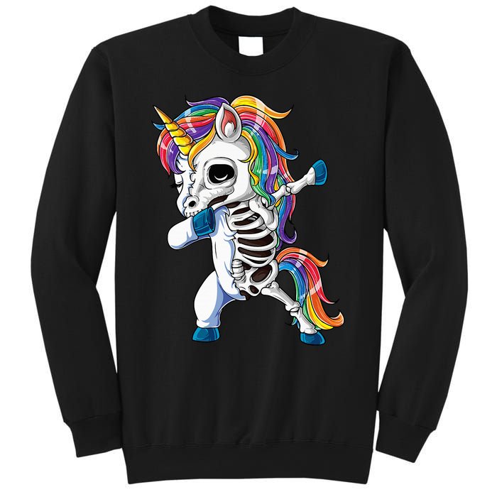 Dabbing Unicorn Skeleton Halloween Dab Gifts Sweatshirt