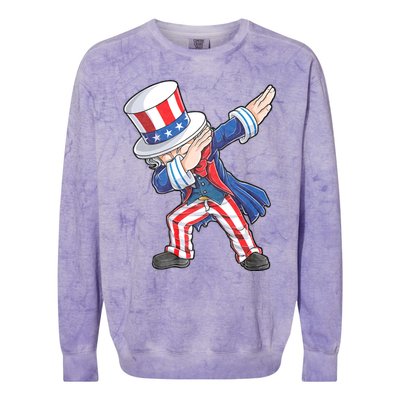 Dabbing Uncle Sam 4th Of July American Flag Colorblast Crewneck Sweatshirt