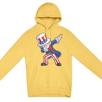 Dabbing Uncle Sam 4th Of July American Flag Premium Pullover Hoodie