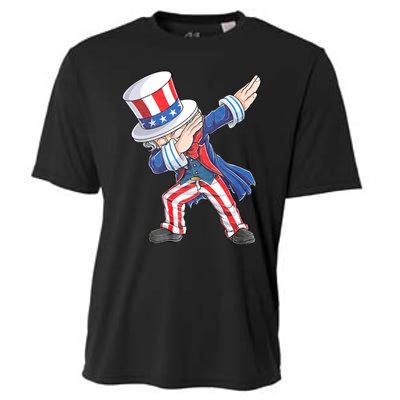 Dabbing Uncle Sam 4th Of July American Flag Cooling Performance Crew T-Shirt