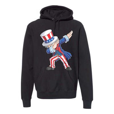 Dabbing Uncle Sam 4th Of July American Flag Premium Hoodie