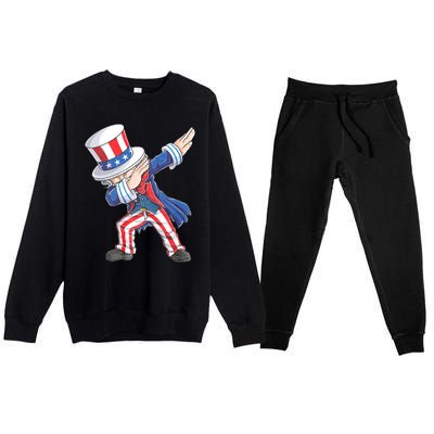 Dabbing Uncle Sam 4th Of July American Flag Premium Crewneck Sweatsuit Set