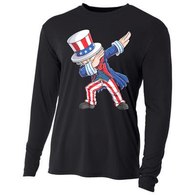 Dabbing Uncle Sam 4th Of July American Flag Cooling Performance Long Sleeve Crew