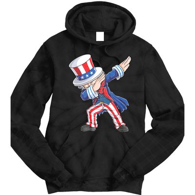 Dabbing Uncle Sam 4th Of July American Flag Tie Dye Hoodie