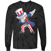 Dabbing Uncle Sam 4th Of July American Flag Tie-Dye Long Sleeve Shirt