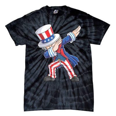 Dabbing Uncle Sam 4th Of July American Flag Tie-Dye T-Shirt