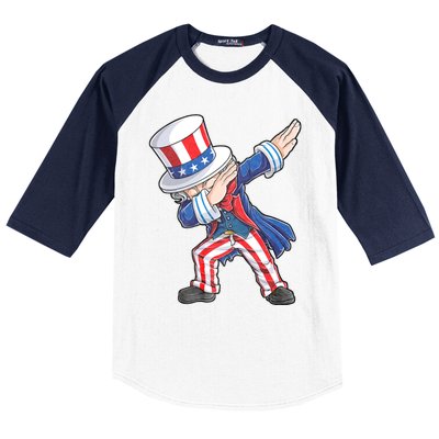 Dabbing Uncle Sam 4th Of July American Flag Baseball Sleeve Shirt