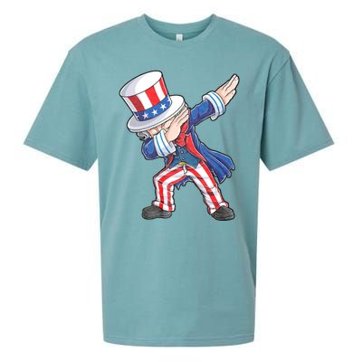 Dabbing Uncle Sam 4th Of July American Flag Sueded Cloud Jersey T-Shirt