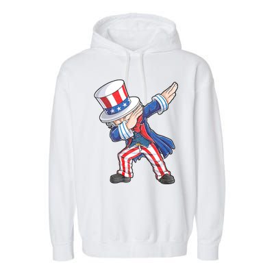 Dabbing Uncle Sam 4th Of July American Flag Garment-Dyed Fleece Hoodie