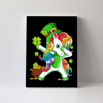 Dabbing Unicorn St Patricks Day Irish Shamrock Canvas