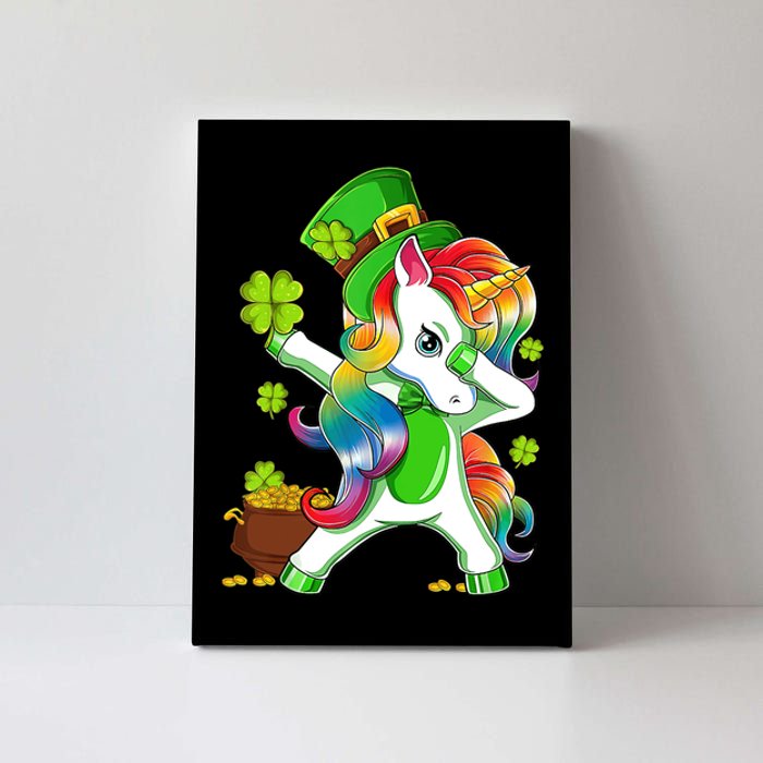 Dabbing Unicorn St Patricks Day Irish Shamrock Canvas