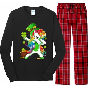 Dabbing Unicorn St Patricks Day Irish Shamrock Long Sleeve Pajama Set