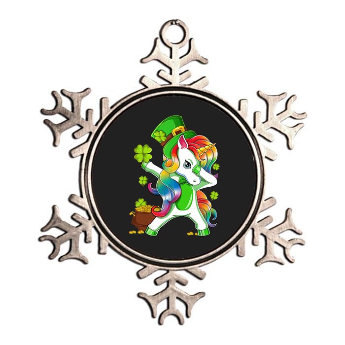 Dabbing Unicorn St Patricks Day Irish Shamrock Metallic Star Ornament