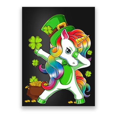 Dabbing Unicorn St Patricks Day Irish Shamrock Poster