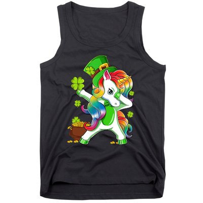 Dabbing Unicorn St Patricks Day Irish Shamrock Tank Top