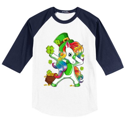 Dabbing Unicorn St Patricks Day Irish Shamrock Baseball Sleeve Shirt