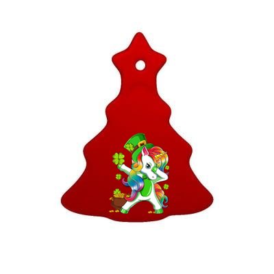 Dabbing Unicorn St Patricks Day Irish Shamrock Ceramic Tree Ornament