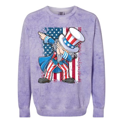 Dabbing Uncle Sam 4th Of July Usa Flag Colorblast Crewneck Sweatshirt