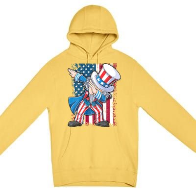 Dabbing Uncle Sam 4th Of July Usa Flag Premium Pullover Hoodie