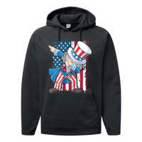 Dabbing Uncle Sam 4th Of July Usa Flag Performance Fleece Hoodie