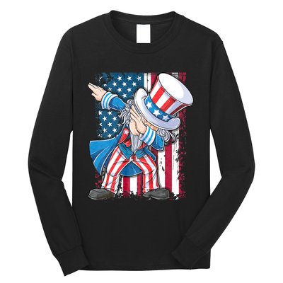 Dabbing Uncle Sam 4th Of July Usa Flag Long Sleeve Shirt