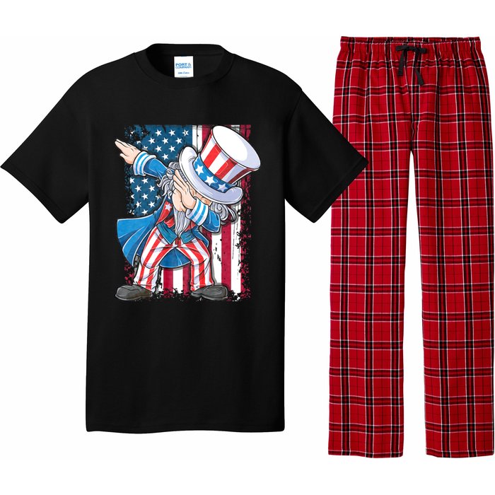 Dabbing Uncle Sam 4th Of July Usa Flag Pajama Set