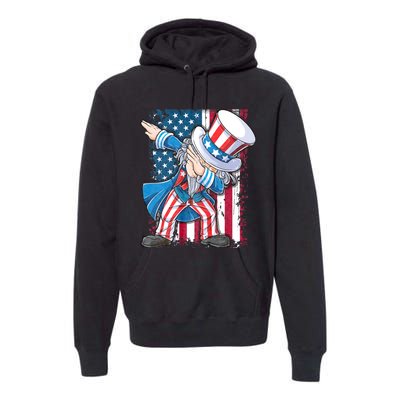 Dabbing Uncle Sam 4th Of July Usa Flag Premium Hoodie