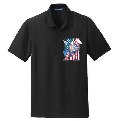 Dabbing Uncle Sam 4th Of July Usa Flag Dry Zone Grid Polo