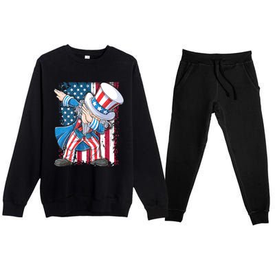 Dabbing Uncle Sam 4th Of July Usa Flag Premium Crewneck Sweatsuit Set