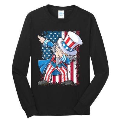 Dabbing Uncle Sam 4th Of July Usa Flag Tall Long Sleeve T-Shirt